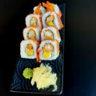 <span style="color: red;">S3. </span>Tempura Garnele, Apfel, Frischkäse (oben Schinken)